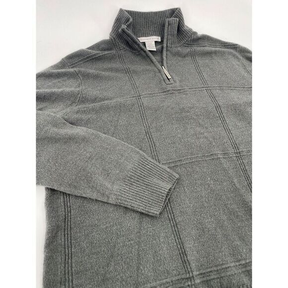 Geoffrey Beene Sweater Men Large Gray 1/4 Zip Long Sleeve Pullover Collared - Picture 3 of 6